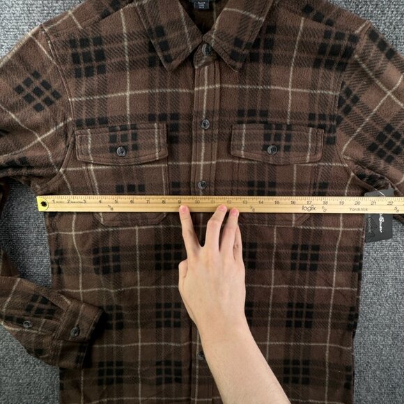 NWT Eddie Bauer Fleece Shirt Men Medium Long Sleeve Button Up Shirt Plaid Brown - Picture 4 of 16